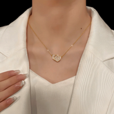 14K Gold-Plated Zircon Double-Sided Heart Magnetic Necklace - beautiful Convertible Heart Necklace