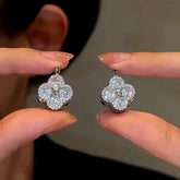 14K Gold-Plated Zircon Double-Sided Lucky Flower Earrings - elegant Reversible Flower Earrings