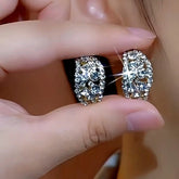 14K Gold-Plated Zircon Earrings - elegant Solitaire Zircon Studs