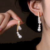 14K Gold-Plated Zircon Face-Slimming Pearl Earrings - elegant Sculpting Pearl Arc
