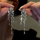 14K Gold-Plated Zircon Firework Tassel Earrings - elegant Firework Tassel Earrings