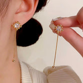 14K Gold-Plated Zircon Fireworks Tassel Two-Wear Earrings - elegant Convertible Firework Earrings