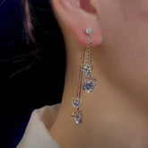 14K Gold-Plated Zircon Five-Pointed Star Tassel Earrings - elegant Star Tassel Earrings