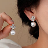 14K Gold-Plated Zircon Flower Bead Earrings - elegant Flower Bead Earrings