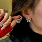 14K Gold-Plated Zircon Flower Butterfly Earrings - elegant Butterfly & Flower Earrings