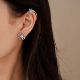 14K Gold-Plated Zircon Flower Ear Cuff ( 1 PCS ) - elegant Floral Ear Cuff