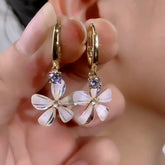 14K Gold-Plated Zircon Flower Earrings - elegant Sunburst Flower Earrings