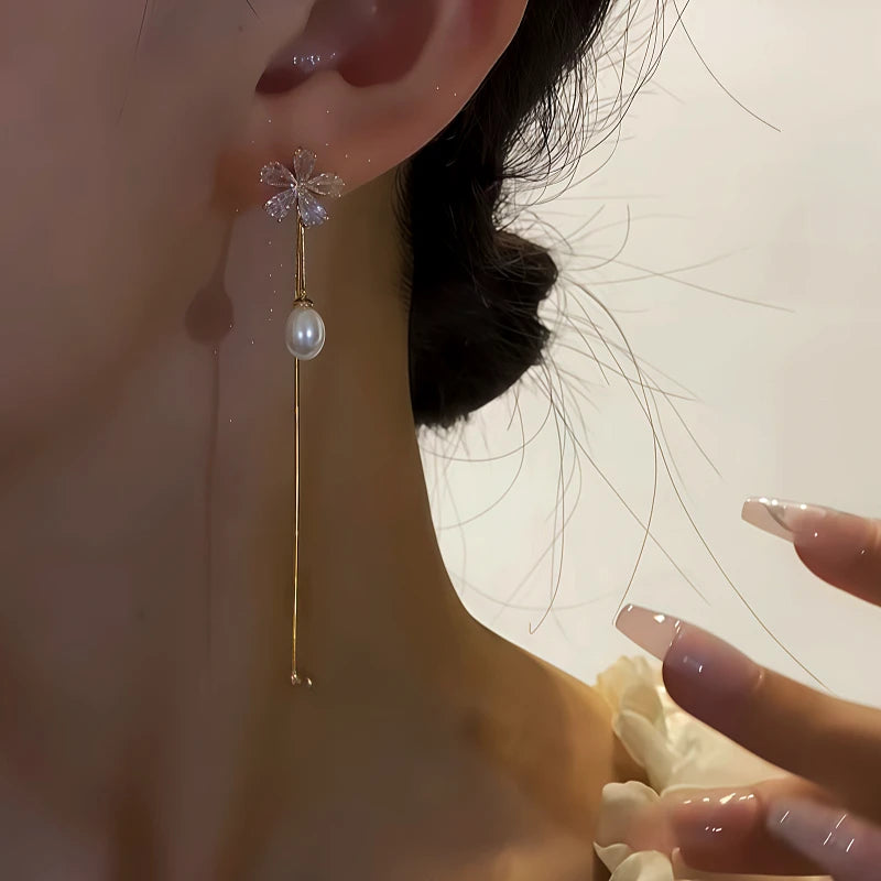 Close-up detail of the sparkling zircons and plating on the Dainty Flower Tassel