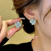 14K Gold-Plated Zircon Flower Stud Earrings - elegant Classic Flower Studs