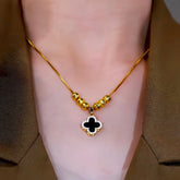14K Gold-Plated Zircon Four-Leaf Clover Necklace - beautiful Classic Clover Pendant