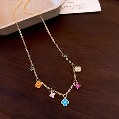 Close-up of the pendant and clasp on the Clover Tassel Lariat