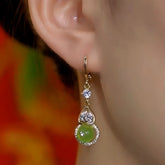 14K Gold-Plated Zircon Gourd Earrings - elegant Lucky Gourd Drops