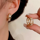 14K Gold-Plated Zircon Gourd Hoop Earrings - elegant Gourd Hoop Earrings