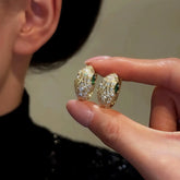 14K Gold-Plated Zircon Green Eye Snake Hoop Earrings - elegant Green Eye Snake Hoops