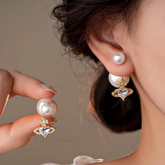 14K Gold-Plated Zircon Heart Bead Tassel Jacket Earrings - elegant Heart Tassel Jackets
