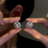 14K Gold-Plated Zircon Hollow Square Earrings - elegant Hollow Square Drops