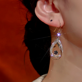 14K Gold-Plated Zircon Hollow Water Drop Ear Hook Earrings - elegant Hollow Teardrop Ear Hooks