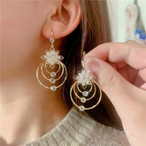 14K Gold-Plated Zircon Ice Flower Ear Hook Earrings - elegant Ice Flower Ear Hooks