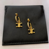 14K Gold-Plated Zircon Letter Earrings - elegant G Letter Drops