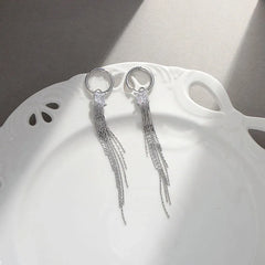 Close-up detail of the sparkling zircons and plating on the Long Tassel Drops