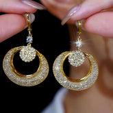 14K Gold-Plated Zircon Mesh Crystal Hoop Earrings - elegant Crystal Mesh Hoops