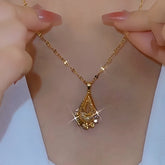 14K Gold-Plated Zircon Mesh Drop Necklaces - beautiful Golden Mesh Drop