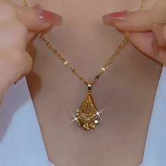 14K Gold-Plated Zircon Mesh Drop Necklaces - beautiful Golden Mesh Drop