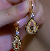 14K Gold-Plated Zircon Mesh Water Drop Earrings - elegant gold drop earrings