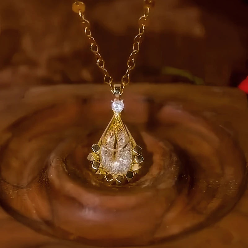 Close-up of the pendant and clasp on the Crystal Mesh Teardrop