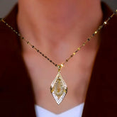 14K Gold-Plated Zircon Mesh Water Drop Pendant Necklace - beautiful Sculptural Mesh Teardrop