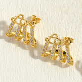 14K Gold-Plated Zircon Multi-Layer LOVE And MAMA Letter Stud Earrings - elegant LOVE MAMA Studs