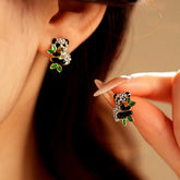 14K Gold-Plated Zircon Panda Stud Earrings - elegant Cute Panda Studs