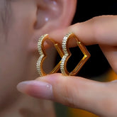 14K Gold-Plated Zircon Peach Heart-Design Earrings - elegant Peach Heart Drops