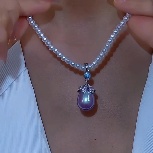 14K Gold-Plated Zircon Pearl Necklaces - beautiful Zircon Pearl Necklace