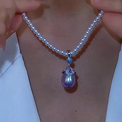 14K Gold-Plated Zircon Pearl Necklaces - beautiful Zircon Pearl Necklace