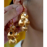 14K Gold-Plated Zircon Petal Tassel Earrings - elegant Tassel Earrings