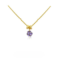 Detailed view of the 14K Gold-Plated Zircon Purple Diamond Ball Necklace chain and pendant