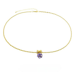 Close-up of the pendant and clasp on the Purple Diamond Necklace