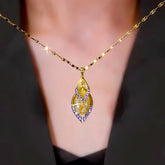 14K Gold-Plated Zircon Purple Diamond Mesh Double Water Drop Necklace - beautiful Water Drop Necklace