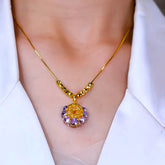 14K Gold-Plated Zircon Purple Diamond Mesh Pendant Necklace - beautiful Pendant Necklace