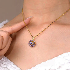 14K Gold-Plated Zircon Purple Diamond Pendant Necklace - beautiful Zircon Pendant Necklace
