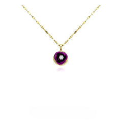 Detailed view of the 14K Gold-Plated Zircon Purple Rose Necklace chain and pendant