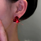14K Gold-Plated Zircon Red Crystal Stud Earrings - elegant Crystal Stud Earrings