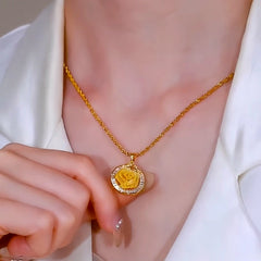 Close-up of the pendant and clasp on the Rose Pendant Necklace