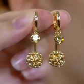 14K Gold-Plated Zircon Round Drop Earrings - elegant Round Drop Earrings