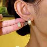 14K Gold-Plated Zircon Small C-Shaped Earrings - elegant C-Shaped Earrings