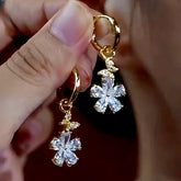14K Gold-Plated Zircon Small Flower Earrings - elegant Small Flower Earrings