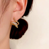 14K Gold-Plated Zircon Snake-Shaped Earrings - elegant Snake-Shaped Earrings