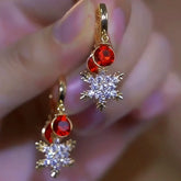 14K Gold-Plated Zircon Snowflake Tassel Earrings - elegant Snowflake Tassel Earrings