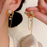 18K Gold-Plated Zircon Tassel Earrings - elegant Tassel Earrings